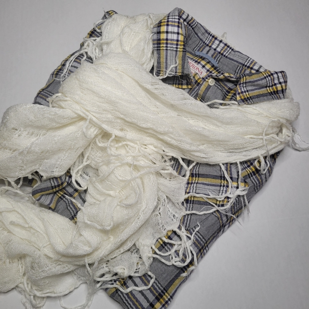 Womens gauze SCARF wrap neck warmer cream color